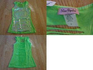 Youth Girls Miss Popular S NWT Florescent Green Tank Top Shirt - Picture 1 of 1