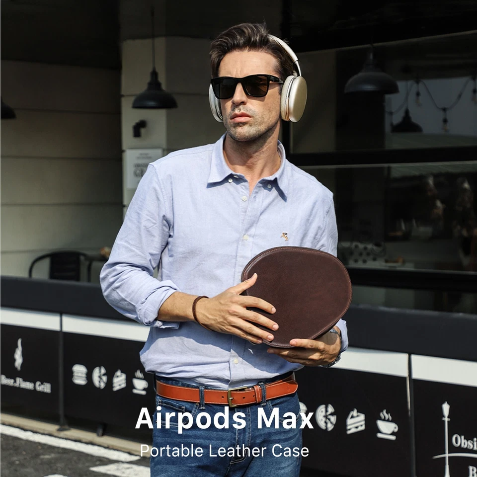 Funda protectora de cuero para auriculares Apple Airpods Max hecha a mano Foto 1 de 4
