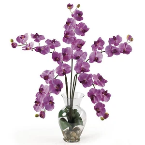 Composizione floreale seta finta illusione liquida fiore malva Phalaenopsis 31" - Foto 1 di 1