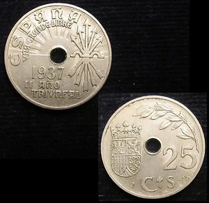 *GUTSE* FRANCO-101, 25 CÉNTIMOS 1937, EBC - Picture 1 of 1
