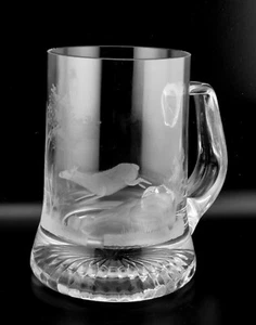 Lovely Engraved Running Stag Glass 1 Pint Tankard - Picture 1 of 3