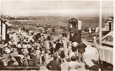 RP Postcard - Punch & Judy Show, The Beach, Weymouth, Dorset. - Image 1 of 2
