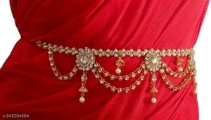 Golden Kamarband Beautiful Indian Gold Vaddanam Hip Belt Kamarband Waist Belt - Picture 1 of 2