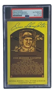 Enos Slaughter Signed 4x6 St Louis Cardinals HOF Plaque Card PSA/DNA 85026108 - Picture 1 of 4