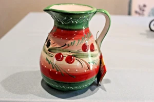 HNOA PEDRAZA ELCINTO CERAMICA PICHER GRÜN ROT SCHWARZ GELB HANDGEGOSSEN IN SPANIEN - Bild 1 von 3