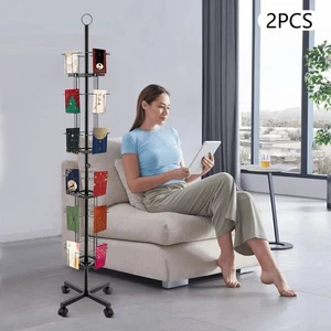 2 PIEZAS Estante de exhibición de tarjetas de felicitación Soporte de exhibición giratorio de 24 bolsillos para postales - Imagen 1 de 12