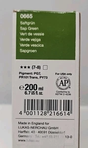Tubo de calidad maestra de pintura al óleo para artistas Lukas 0665 verde savia 200 ml, 6,7 oz - Imagen 1 de 1
