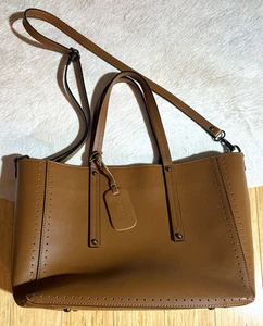 Unica! Firenze Womens Genuine Leather Shoulder Handbag Purse Brown laptop Bag - Picture 1 of 9