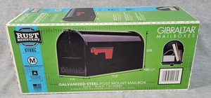 Gibraltar Mailboxes Classic Medium Steel Post Mount Mailbox Black T1S00B00 NIB - Picture 1 of 4