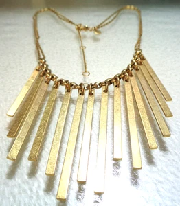 Fashion, M Signed, Gold Tone, Two-Strand BIB Necklace. - Picture 1 of 4