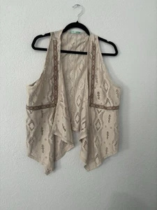 Maurices Boho Lace Vest | Size L/XL | Open Front Crochet Style - Picture 1 of 7