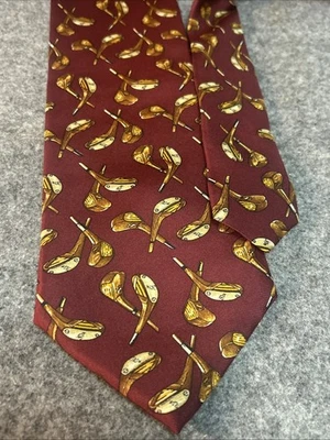 Corbata para hombre Les Copains pilotos de golf y madera 100 % seda vintage nueva con etiquetas Foto 1 de 4