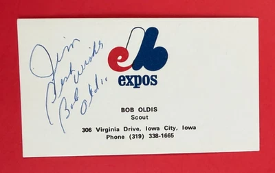 BOB OLDIS ~ Autographed/Signed Business Card ~ Montreal Expos Scout ~ No COA - Image 1 of 4
