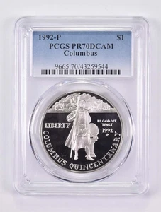 PR70 1992-P DCAM Columbus Commemorative Silver Dollar PCGS *9405 - Picture 1 of 5