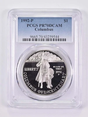 PR70 1992-P DCAM Columbus Commemorative Silver Dollar PCGS *9405 - Image 1 of 4