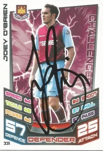 JOEY O'BRIEN SIGNED WEST HAM 2012/2013 MATCH ATTAX TRADING CARD+COA - Picture 1 of 1