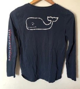 Vineyard Vines Boys Long Sleeves Whale Logo T-Shirt Blue Sz L (14) - Picture 1 of 11