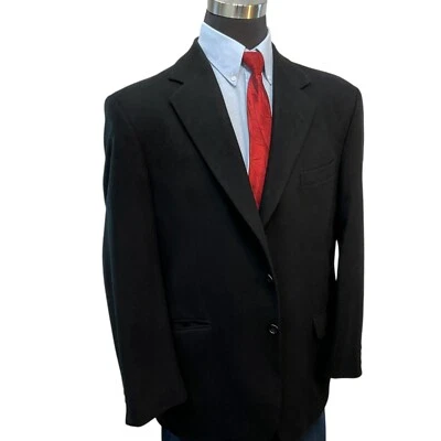 44R Mezcla de Cachemira Lana Cepillada Negro Traje Chaqueta Abrigo Deportivo Blazer Italia Italia Foto 1 de 4