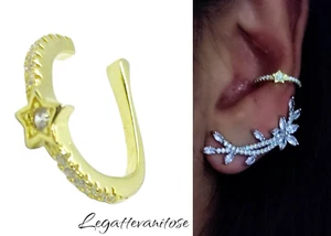 Earcuff Ohrring Ohrring 925 Silber vergoldet weiße Zirkonia. pearcing helix - Bild 1 von 14