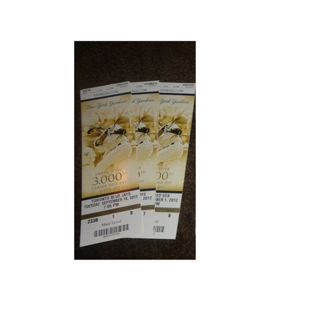 YANKEES 2012 TICKET STUB PICK A DATE & COVER: DEREK JETER "3,000 HIT" ~SGA Cover