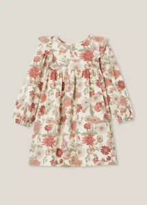 Cotton:On Kids Holly Long Sleeve Dress Dark Vanilla / Annie Floral Size 7 NEW - Picture 1 of 3