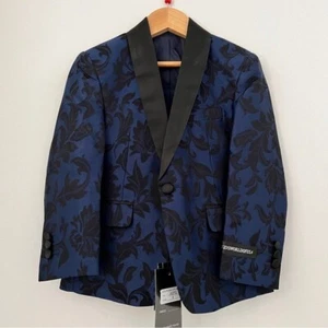 NWT Black & Blue Toddler Boy’s Kids World of USA Brocade Blazer Jacket Sz 6 - Picture 1 of 20