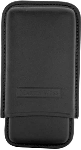 MARTIN WESS SMOOTH BLACK COWHIDE/ GOATSKIN LEATHER 5 CIGARILLO CASE * NEW * - Picture 1 of 3
