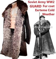 RED Army Sheepskin GUARD Coat Overcoat Soviet Fur Coat TULUP USSR 64 Oversize