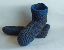 Crochet wool men`s slippers/ mélange blue boots / Size USA 13-14, socks