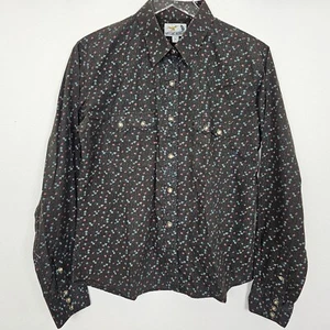 Panhandle Slim Shirt Damen Large braun Blumen Perlen Druckknopf Western Cowgirl Rodeo - Bild 1 von 14