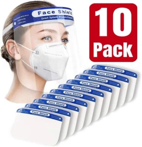 2X 10 PAQUETE Máscara Facial Protector, Plástico, Protección Directa contra Salpicaduras (20 Máscaras Total) - Imagen 1 de 3