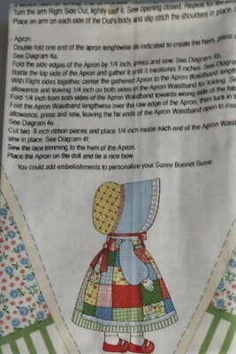 Benartex "Sunny Bonnet Susie" Cut 'n Sew Cotton Fabric Panel   approx. 18" tall - Image 1 of 4