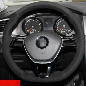 Anti Slip Suede Leather Steering Wheel Stitch on Wrap Cover For VW Golf 7 - Picture 1 of 10