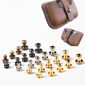 10 Set Brass Screwback Screw Stud Button Round Head Nail Rivet Leather Crafts UK - Picture 1 of 16