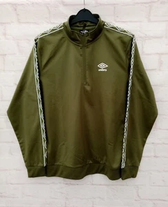 Umbro Herren Top Größe Large grün weiß 1/4 Reißverschluss lange Ärmel gerippte Bündchen Saum - Bild 1 von 10