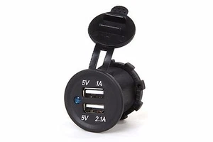 MARINE BOAT RV TRAILER BUS AUTO MOTORCYCLE WATERPROOF DUAL USB SOCKET CHARGER - Picture 1 of 4