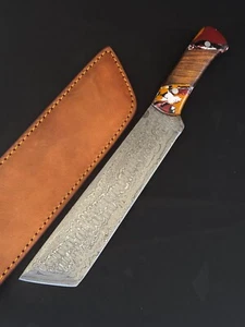 13" Raindrop Damascus Steel Machete Hunting knife for Camping OX 3466,, - Picture 1 of 5