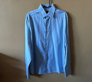 Ermenegildo Zegna Blue Cotton Long Sleeve Button Down Shirt Size 46 41/46 - Picture 1 of 4