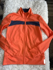 Zella girl sz. 10/12 orange w/gray classic zip up sport jacket. Great item - Picture 1 of 10