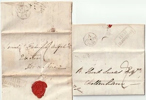 1822/38 x 2 HOLBORN HILL PMK LETTERS 1 SAMUEL BENTLEY RE SATERIST COMMUNICATION - Picture 1 of 2