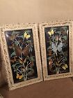 Victorian Butterfly Pictures X2 In Convex Domed Glass