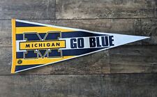 Michigan University "Go Blue" Pennant - 12"x30" - Wolverines - College - Vintage