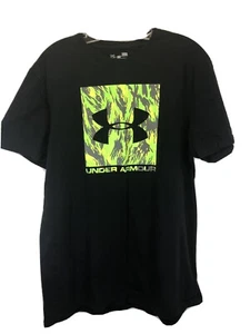 Men's Size Large Black Under Armour Loose Fit Heatgear T-Shirt Charged Logo - Picture 1 of 4