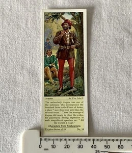 Vintage CHARACTERS FROM SHAKESPEARE #10 JAQUES As You Like It Typhoo 1937 Card - Picture 1 of 2