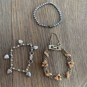 3- Vintage Ladies Bracelets Silver & Gold Tone Costume Fashion Jewelry, Flowers - Picture 1 of 4