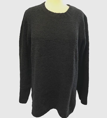 Suéter Denim & Co Talla 1X Pullover Negro Largo Slv Nubby Tejido Suave Elastizado Foto 1 de 4