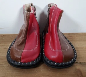 See Kai Run Leather Boots Sz 3 Side Zipper Brown & Red Moccasin Like Stitching  - Picture 1 of 12