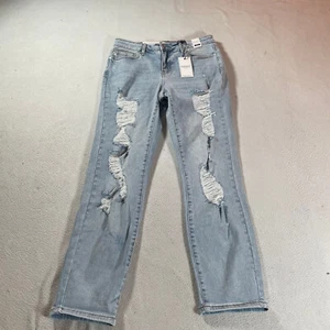 Judy Blue Jeans Womens 5 Jeans Stretch Denim Boyfriend Fit DistressTapered 5/27 - Picture 1 of 19
