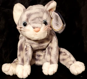 "GORRO BEBÉ ORIGINAL TY 1999 - Plata el gatito/gato Tabby - 6,5""" - Imagen 1 de 12