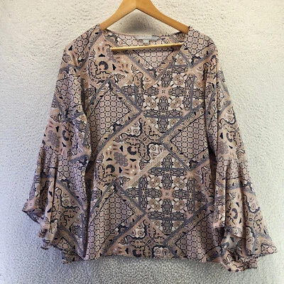 Блузка женская Valerie Stevens размер XL пейсли богемная рубашка с длинным рукавом поповер крестьянская - Изображение 1 из 4